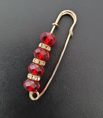 Safety Diamante Pin 4 Acrylic Beads Scarf Fly Plaid Kilt Brooch Sash Gift Pin • £3.89