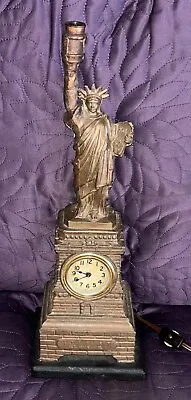 Vintage  Statue Of Liberty Accent Lamp Clock  C. 1930's 16 Inches Tall  New York • $250