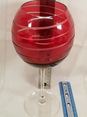Paint Missing Mikasa Cheers Ruby RED Etched Balloon Goblet Swirl • $12.16