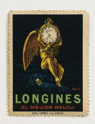 Rare Antique 1911 Longines Watch Leonetto Cappiello Poster Stamp Swiss Zurich • $35