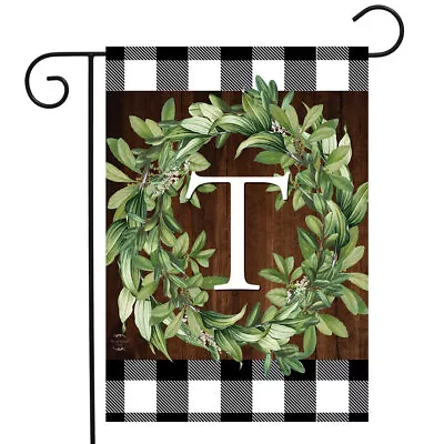 Wreath Monogram T Garden Flag • $9.86