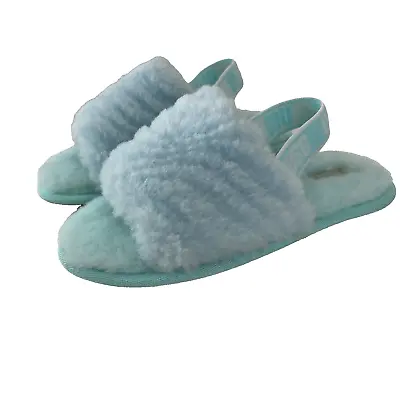 UGG Fluff Yeah Slipper Toddler Wavy Size 12 Aqua Blue Kids Girl New • $45