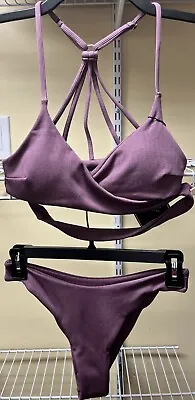 $29.99 • Buy ZAFUL Womens Strappy Solid Plum Purple Bikini Bathing Suit Swimsuit Small 4 New