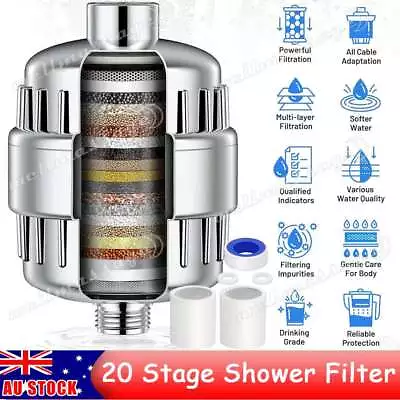 20 Stage Shower Head Filter Bath Hard Water Chlorine Purifier With 2 Filters OZ • $24.99