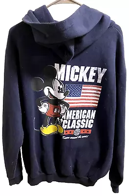 Walt Disney World L Hoodie Jacket Mickey Mouse Navy American Classic Zip Coat Lg • $20