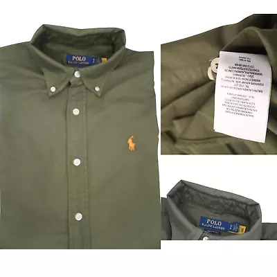 Authentic Polo Ralph Lauren Custom Fit Oxford Shirt | Long Sleeve | Olive Green • £39.99