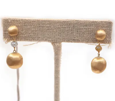 New Marco Bicego Africa Stellar Small Yellow Gold Mixed Diamond Drop Earrings • $1450