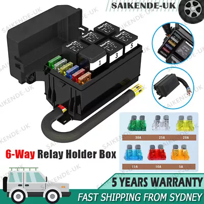 AU 6-Way 12V Auto Waterproof Fuse Relay Holder Box Block 40A Relays & ATC Fuse • $49.50