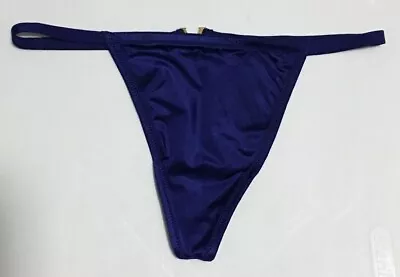 Victorias Secret Blue V-String Thong Size S-L Love By V Logo Back Silky Front • $24.23