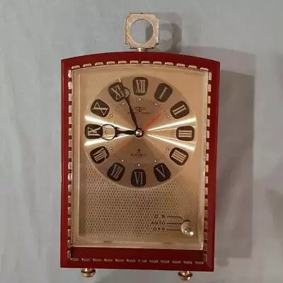 VINTAGE TOKYO TOKEI Gold & Red Music Box Alarm Clock Wind Up JAPAN Mid-century • $108.99