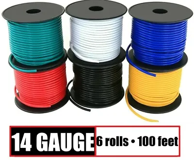 $39.95 • Buy  14 Gauge 12v Automotive Remote Wire Primary Cable CCA - 6 Rolls - 100 Feet Each