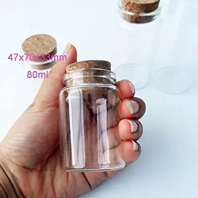 2pcs Empty Clear Glass Bottles Vials With Cork Stopper Storage Jars Bottle • $8.88