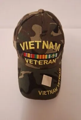 Camo Vietnam Veteran Hat • Hard Brim Adjustable Back • BDU Jungle Camo • $24.95