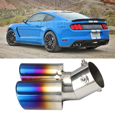For Ford Mustang Shelby GT350 Curved Rear Exhaust Pipe Tail Muffler Dual Tips • $19.69