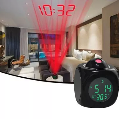 LED Digital Alarm Clock Multifunction With Voice Talking Projection Temperature • £11.46