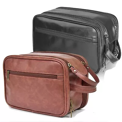 Toiletry Bag For Men Waterproof Travel Shave Case PU Leather Portable Dopp Kit  • $20.99