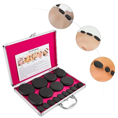 Hot Massage Stone Set Warmer Rock Kit Natural Basalt Rocks W/ Heating Box 16 Pcs • $31.35