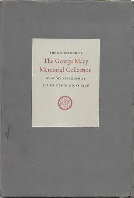 Dedication George Macy Collection Of Books Published By Limited Editions Club • $29.99