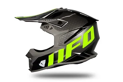 UFO 2023 Intrepid Motocross Helmet Grey Neon Yellow Glossy  All Adult Sizes • $119.97