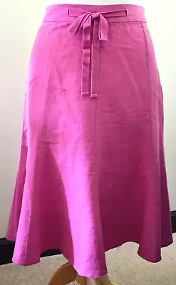 Laura Ashley Pink Linen Flared Skirt Size UK 14 Side Zip BNWT • £10