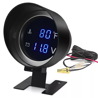 2 In 1 52mm Car Truck Water Temp Gauge Digital LED Voltmeter Meter With Sensor  • $12.87