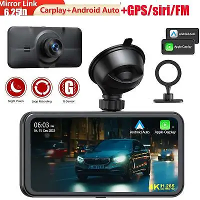 6.25 4K Dash Cam With Wireless Apple Carplay Android Auto Touchscreen Car Camera • $129.99