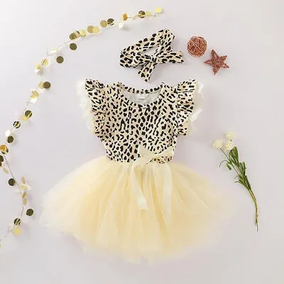 Baby Girls Leopard Print Dress Outfits Clothes UK • £8.99