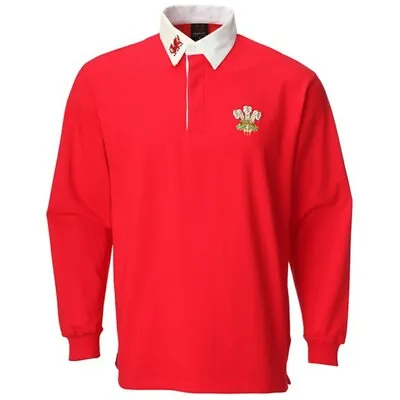 Welsh Red Rugby Shirt Children's Long Sleeve Embroidered Logos St David's Day • £14.99