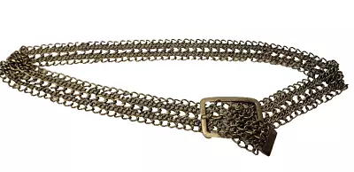 Vintage Belt Brass Metal Multi Chain Boho Biker Adjustable 41  Buckle To Tip • $29.50