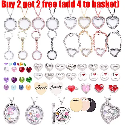 Living Memory Floating Family Charms Locket Pendant Necklace Bracelet Keychain • £0.99