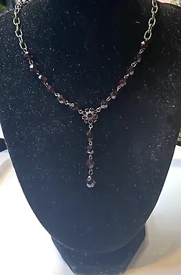 1.351 Vintage Necklace Chain Garnet Glass • $22