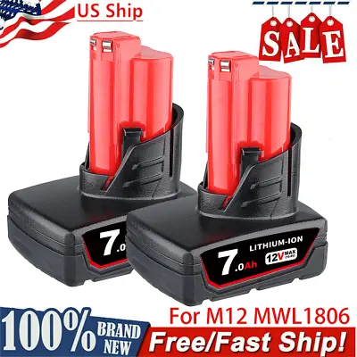 2Pack 7.0Ah Battery Replacement For Milwaukee M-12 Battery 12V Lithium Ion 48-11 • $23.49