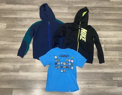 Boys 16 Zip Hooded Sweatshirts N 18 XXL Minecraft Shirt Lot Of 3 Nike • $22.99