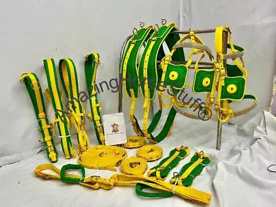 Yellow/ Green Synthetic Patent Driving Harness For Double Horse Cart. • $235