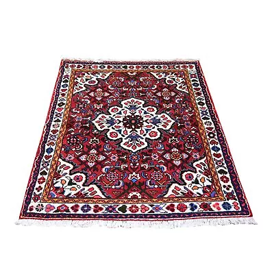 3'3 X4'7  Red New Farsian Amadan Flower Medallion Design Hand Knotted Rug R59932 • $312.30