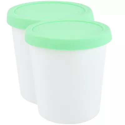  2 Pcs Ice Cream Container Silicone Buckets With Lids Storage Tub • £9.15