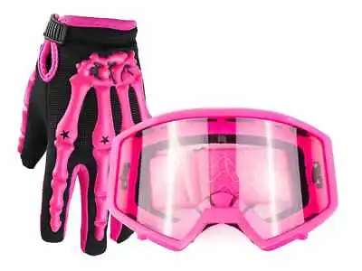 Youth Kids Pink Goggles Gloves Motocross Off Road ATV UTV  • $26.98