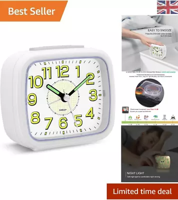 Alarm Clocks Bedside Non Ticking Battery Powered Silent Luminous Clock White • £9.99