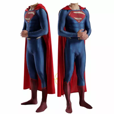 Superman Bodysuit Jumpsuit Man Of Steel With Cape Halloween Cosplay Costume • $62.60