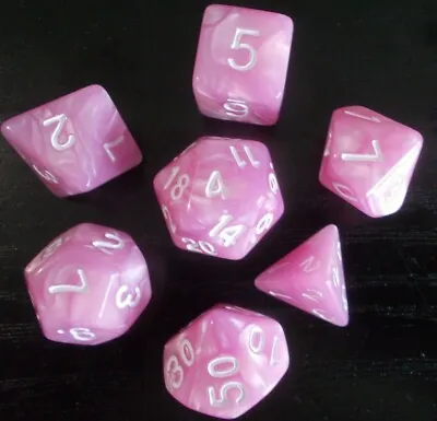$8.98 • Buy Dice Polyhedral 7 Piece Dungeons & Dragons Pearl Pink + White Dice Set + Bag 