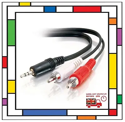 £3.45 • Buy 3.5mm Jack To 2 X RCA Cable (Twin Phono) Audio Lead Stereo 0.5m