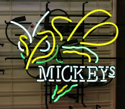 New Mickey's Beer Hornet Lamp Neon Light Sign 17 X14  Real Glass Bar Gift • $129.32