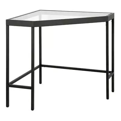 Meyer And Cross Writing Desk 30  Alexis Corner Table W/ Glass Top Blackened • $158.15