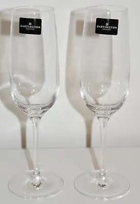 DARTINGTON CRYSTAL 2 X Crystal Champagne Flutes (26041SI) - BNIB • $50