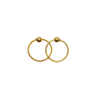 22ct Plain Polished Yellow Gold Children's & Adult Tiny Hoop Pair Earrings 10mm • £80