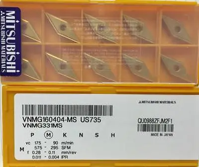 10PCS/BOX Mitsubishi VNMG160404-MS US735 VNMG331MS Carbide Inserts New In Box • $35.69