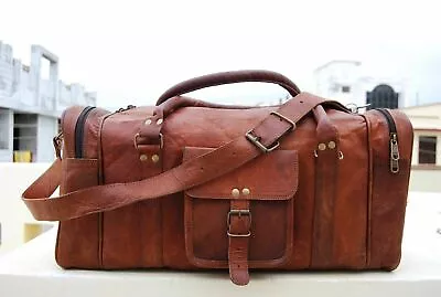 Bag Leather Duffle Men Travel Genuine Gym Luggage Overnight Vintage Mens Weekend • $55.38