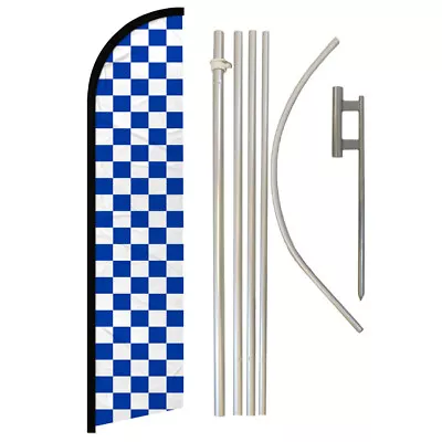 Checkered Windless Advertising Swooper Flag Kit Racing Cars Dealership • £77.80