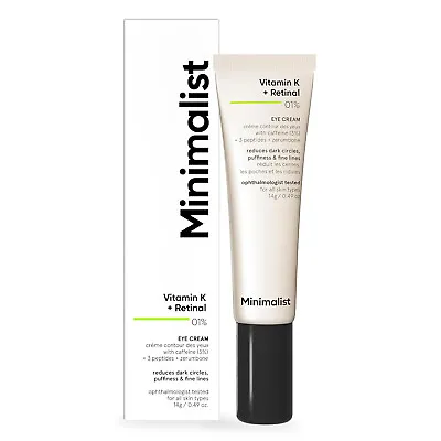 Minimalist Vitamin K + Retinal 01% Under Eye Cream Reduces Dark Circles 14g • $18.99