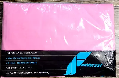 Vintage NEW Fieldcrest Queen Flat Sheet Perfection Percale PINK 50/50 Blend • $12